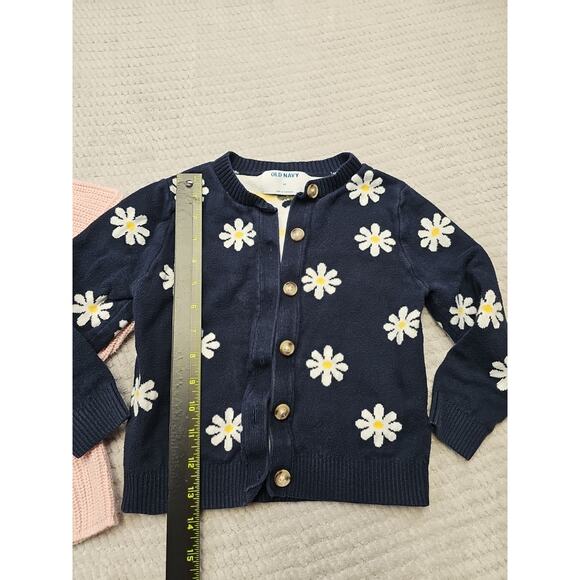 Old Navy Sweater Girls 4T Flower Print Cardigan Pink Cowl Neck - Picture 2 of 9